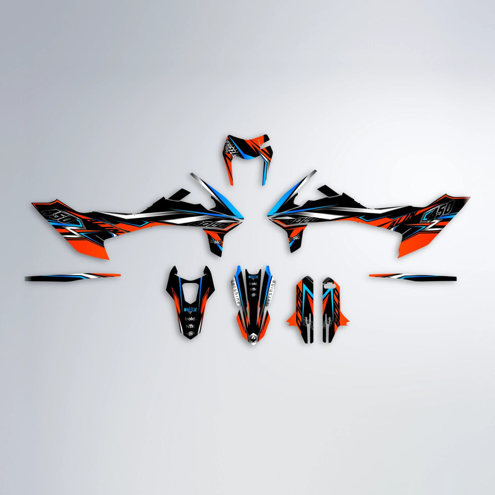 ALIN V2 KTM SMC 690 graphics kit parts layout in Custom Colour