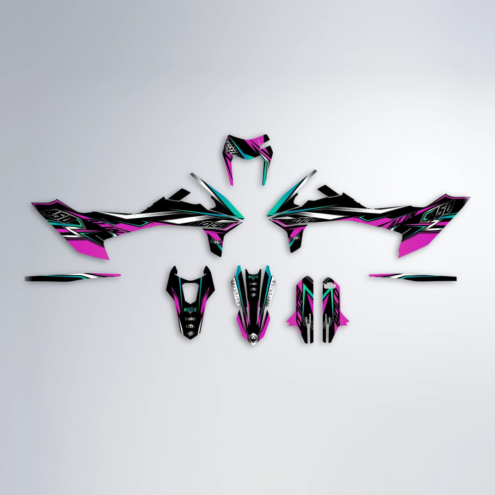 ALIN V2 KTM SMC 690 graphics kit parts layout in Pink