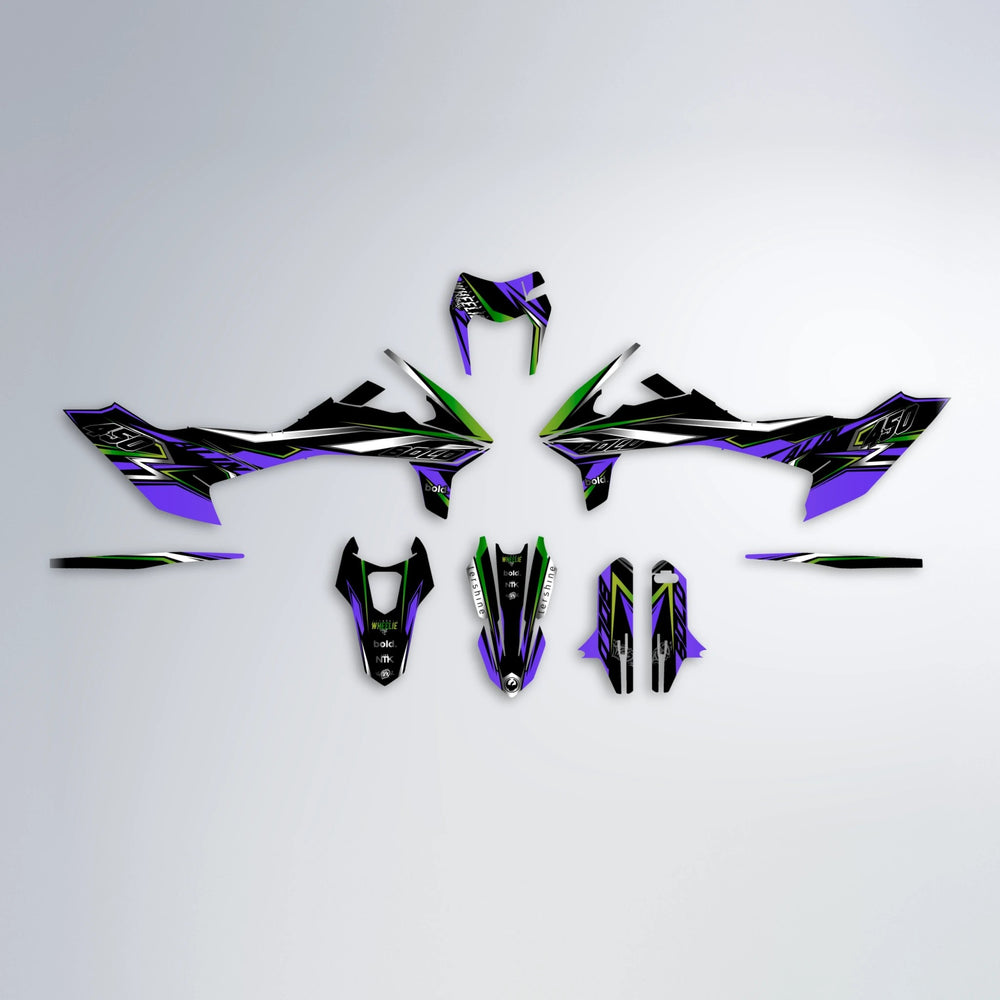ALIN V2 KTM SMC 690 graphics kit parts layout in Purple