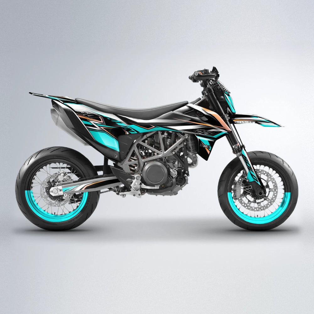 ALIN V2 KTM SMC 690 supermoto graphics kit in Teal
