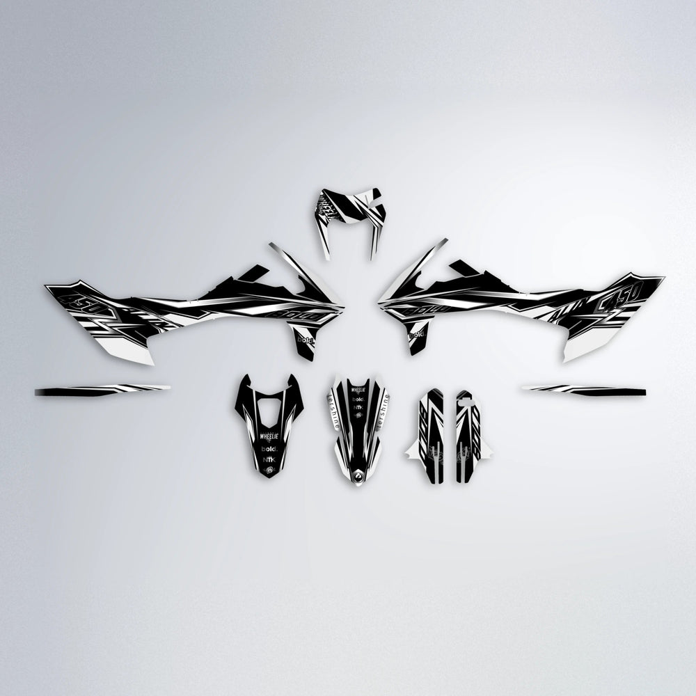 ALIN V2 KTM SMC 690 graphics kit parts layout in White