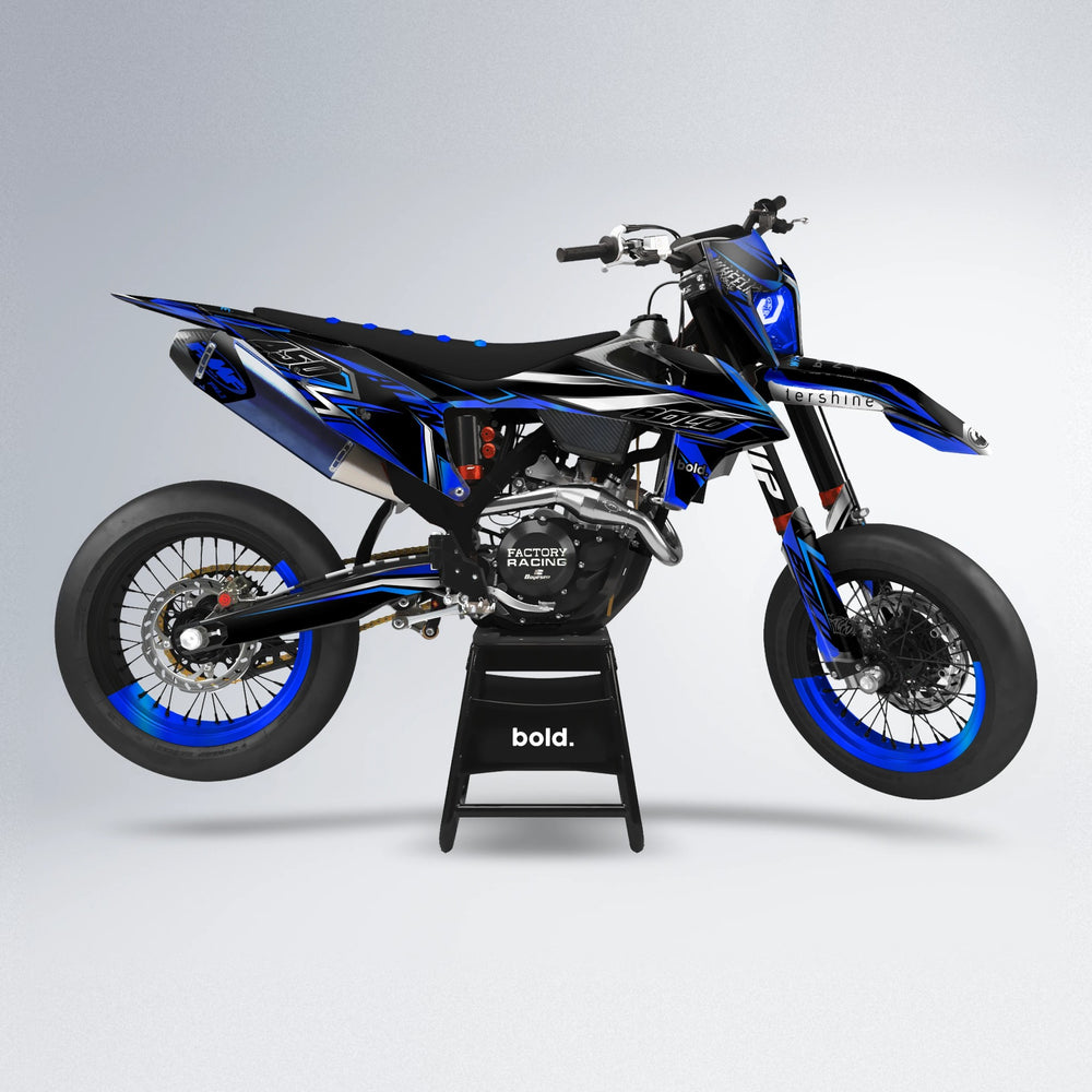 ALIN V2 supermoto graphics kit in Blue Chrome (Silverchrome)