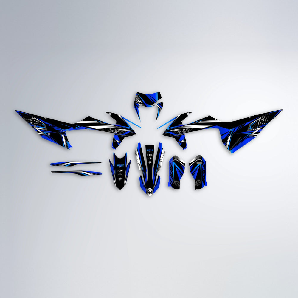 ALIN V2 graphics kit parts layout in Blue Chrome (Silverchrome)