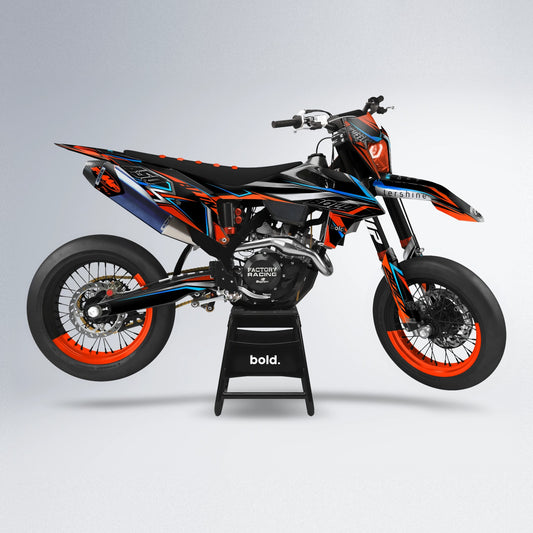 ALIN V2 supermoto graphics kit in Hybrid x Silverchrome