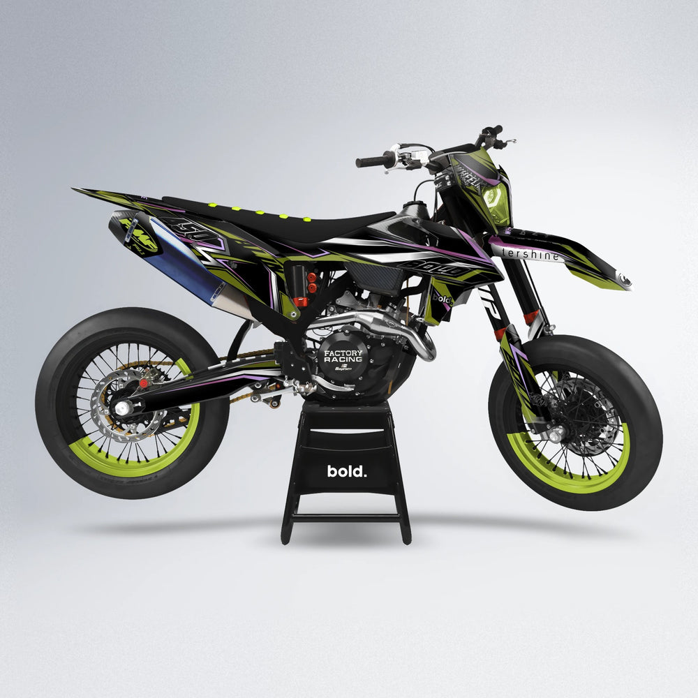 ALIN V2 supermoto graphics kit in Olive (Silverchrome)