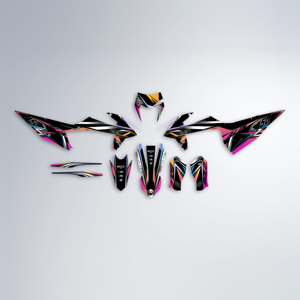 ALIN V2 graphics kit parts layout in Pink & Yellow (Silverchrome)