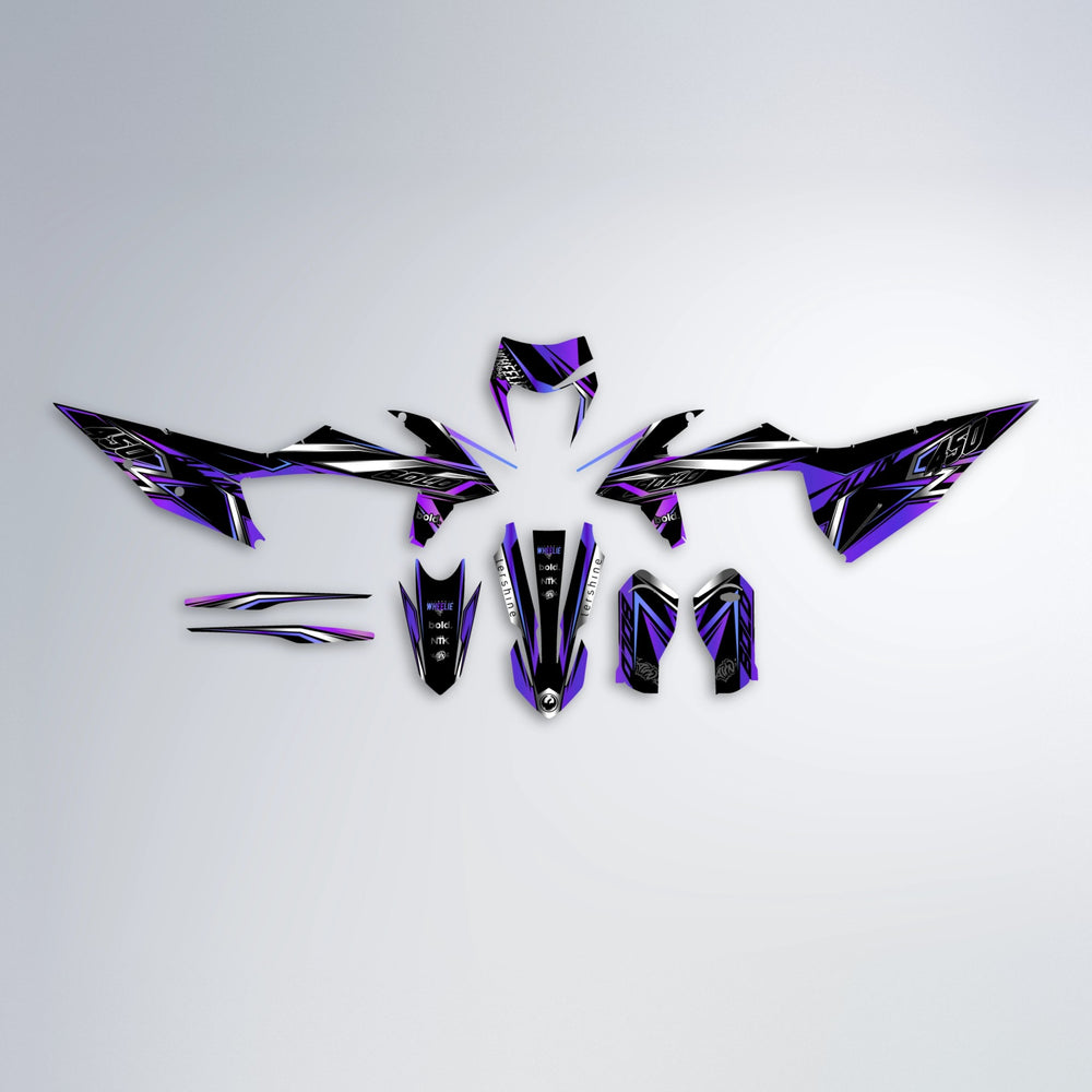 ALIN V2 graphics kit parts layout in Purple Chrome (Silverchrome)