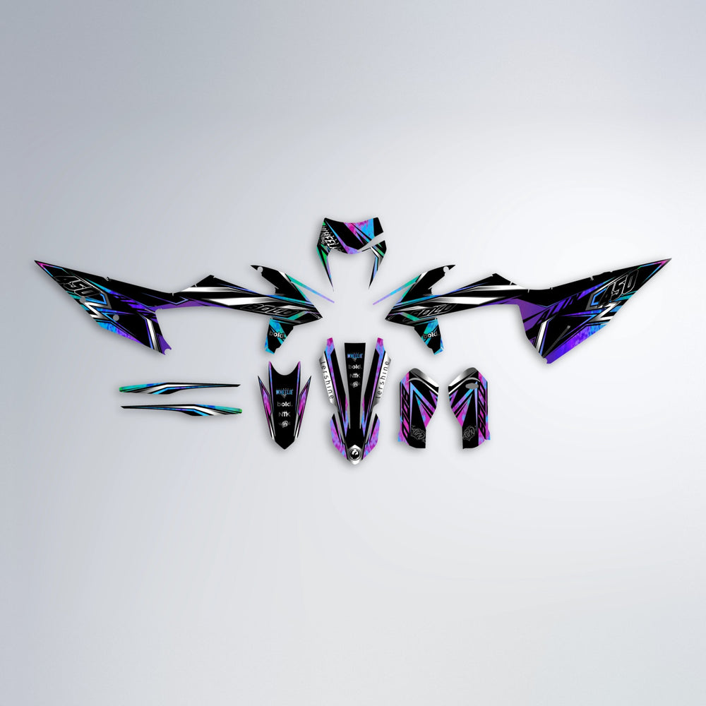 ALIN V2 graphics kit parts layout in Purple Holo (Silverchrome)