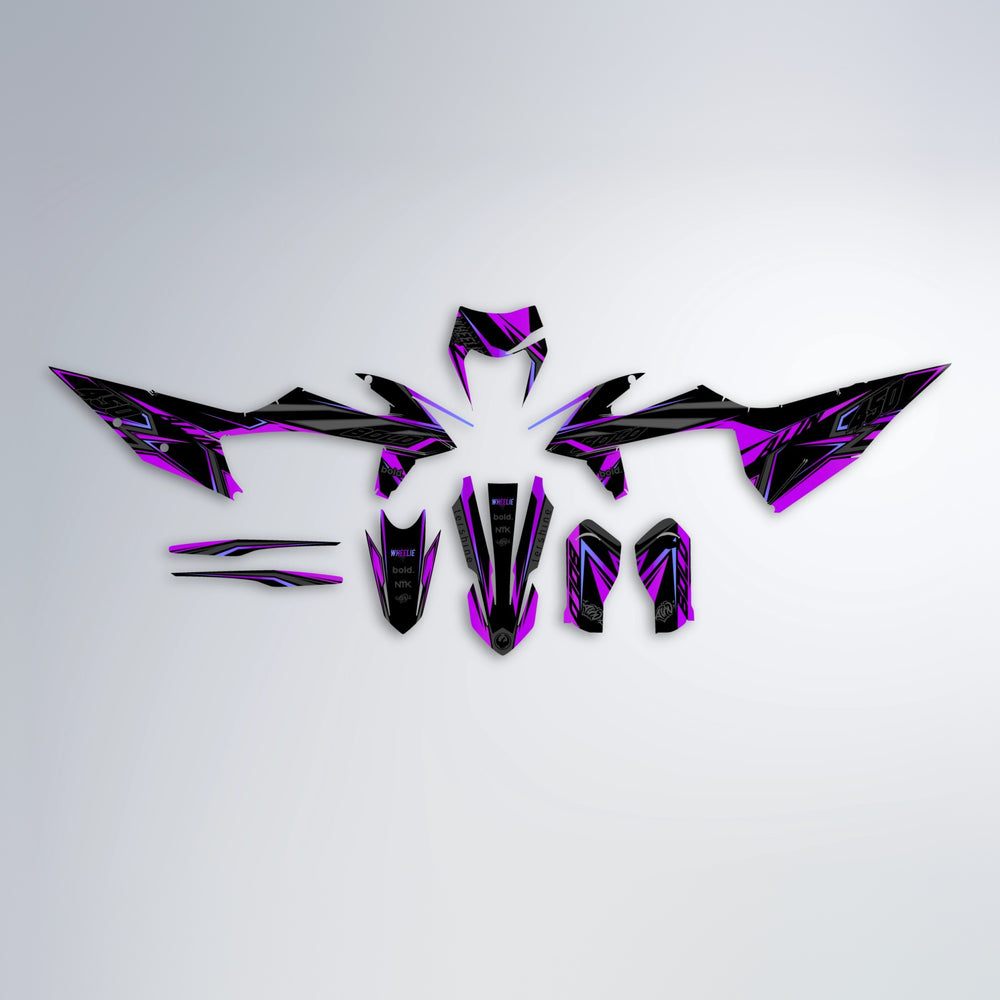 ALIN V2 graphics kit parts layout in Purple x Silverchrome
