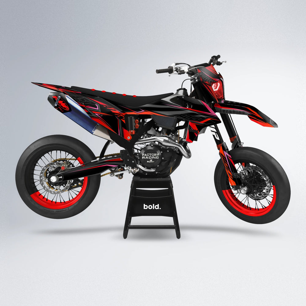 ALIN V2 supermoto graphics kit in Red x Silverchrome