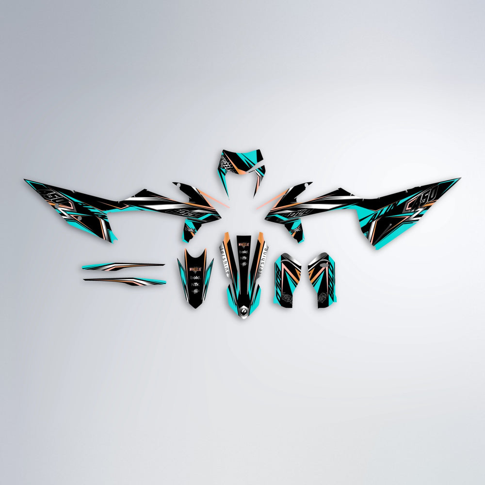 ALIN V2 graphics kit parts layout in Teal (Silverchrome)