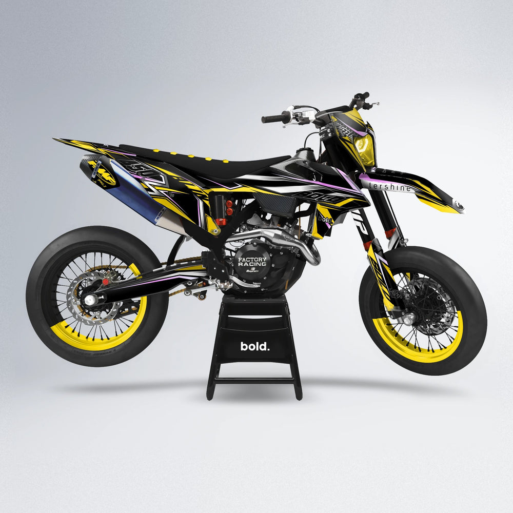 ALIN V2 supermoto graphics kit in Yellow (Silverchrome)