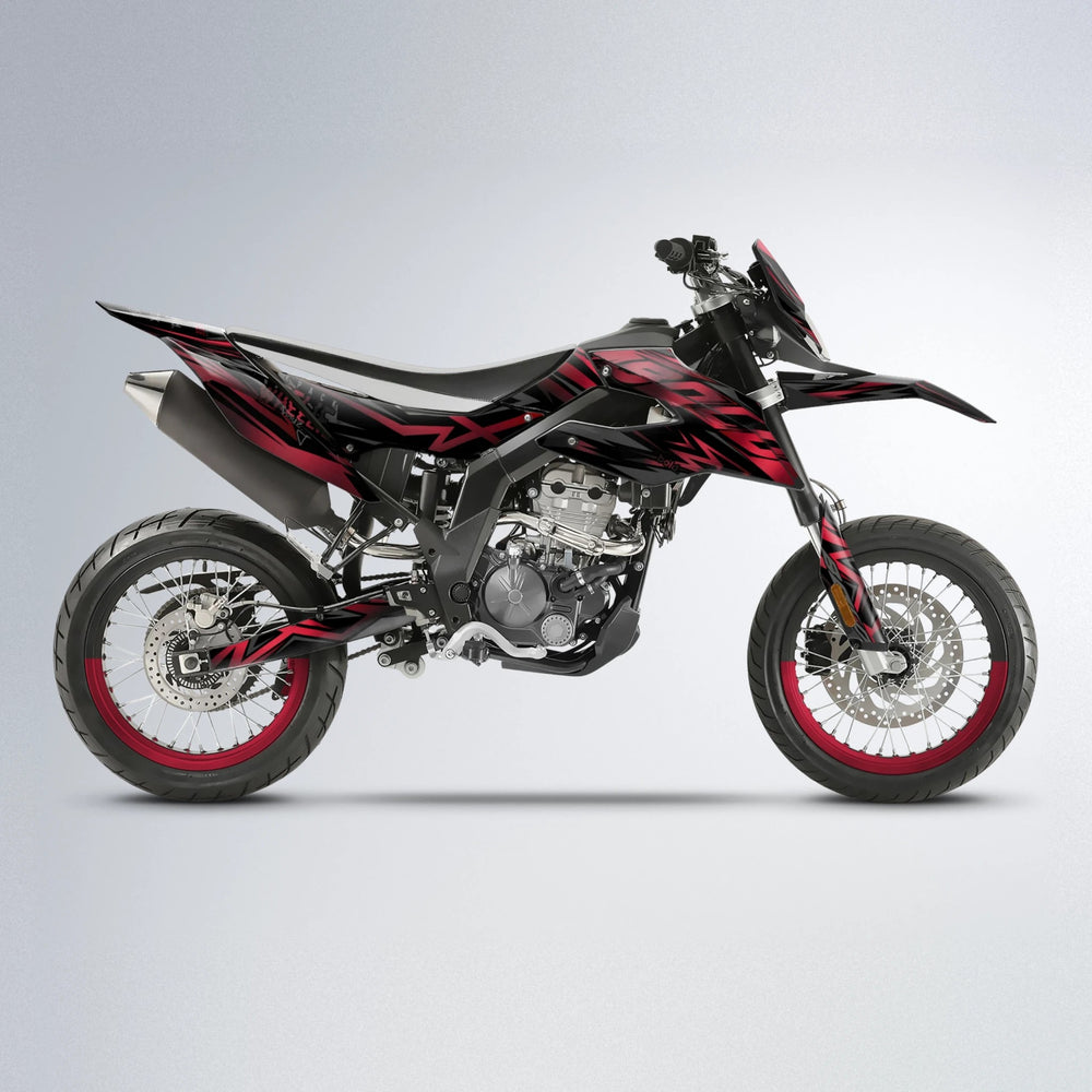 ANXIETY Aprilia SX 125 supermoto graphics kit in Black & Red