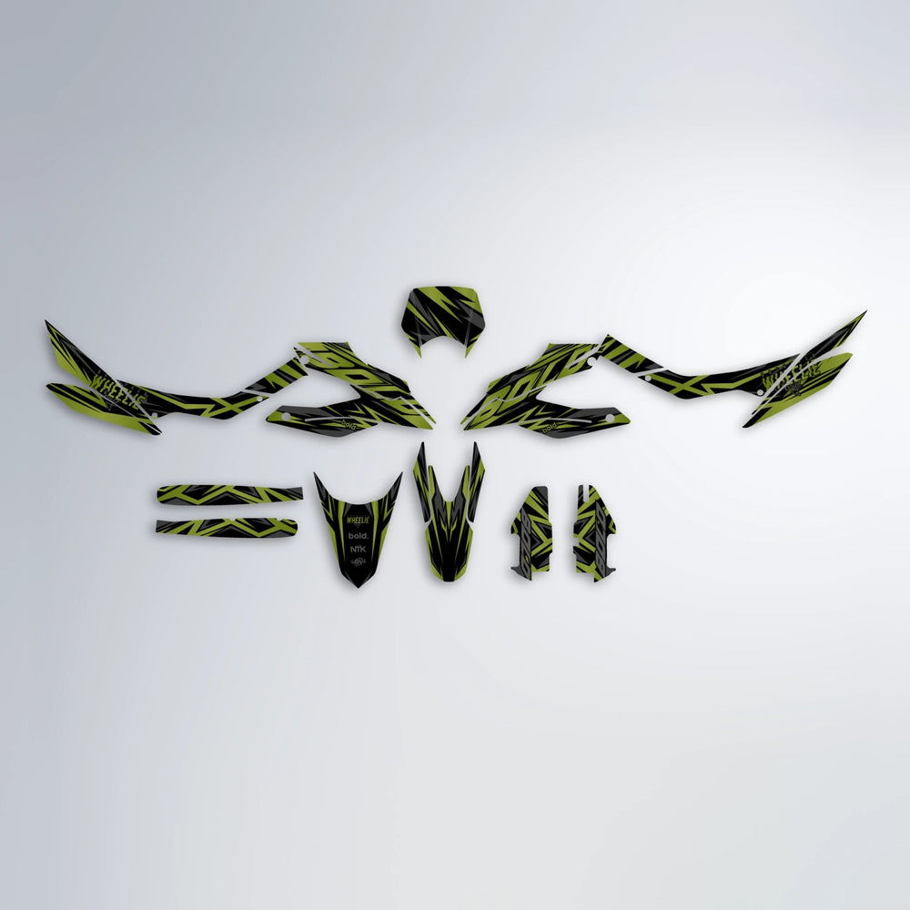 ANXIETY Aprilia SX 125 graphics kit parts layout in Olive