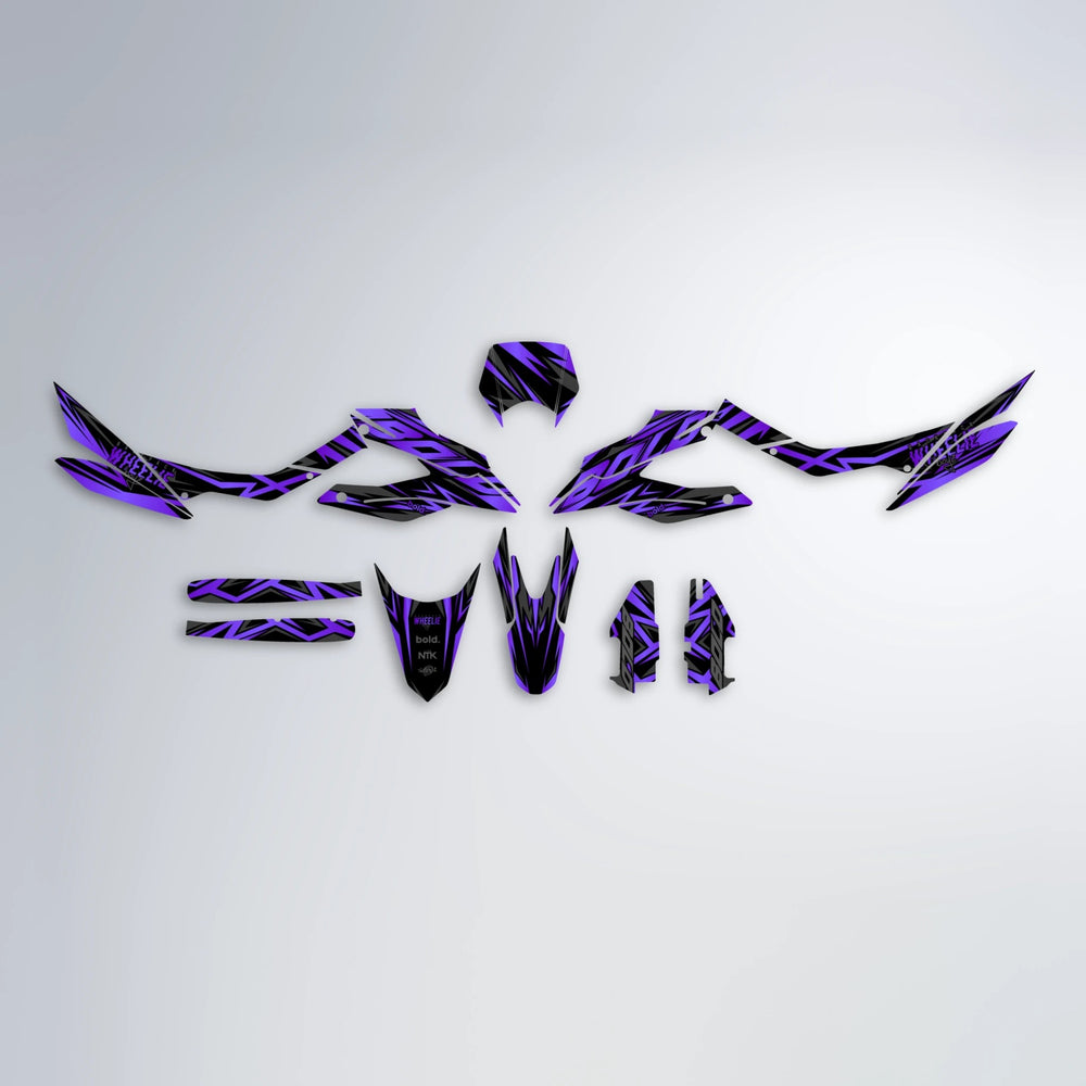 ANXIETY Aprilia SX 125 graphics kit parts layout in Purple