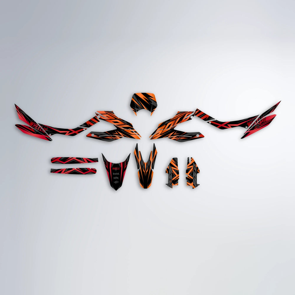 ANXIETY Aprilia SX 125 graphics kit parts layout in Red & Orange