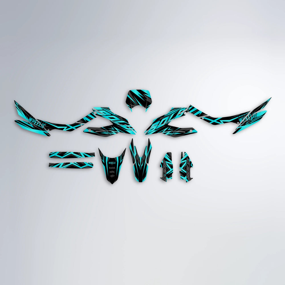 ANXIETY Aprilia SX 125 graphics kit parts layout in Teal