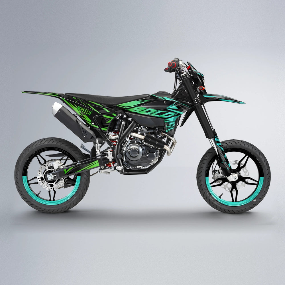ANXIETY Beta supermoto graphics kit in Cyan & Green