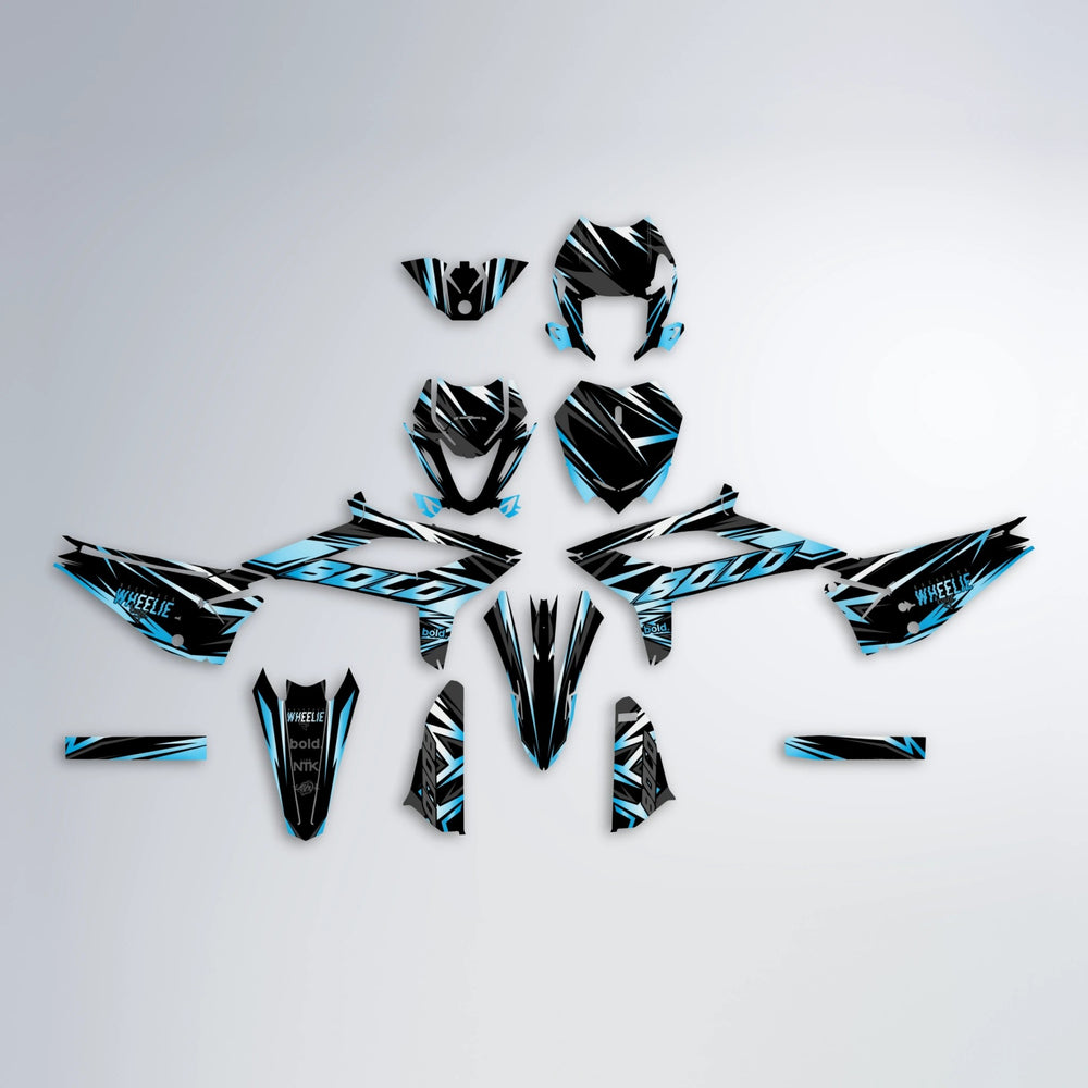 ANXIETY Beta graphics kit parts layout in Light Blue & White