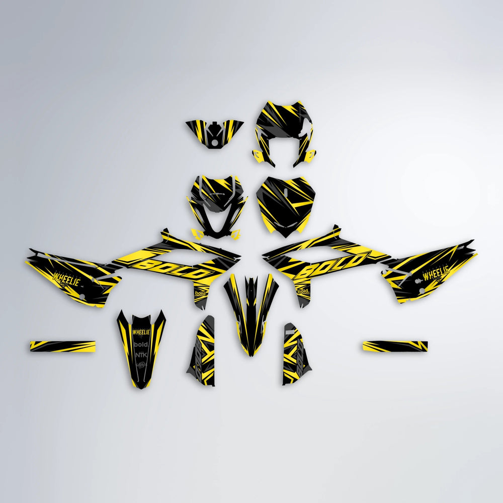 ANXIETY Beta graphics kit parts layout in Yellow