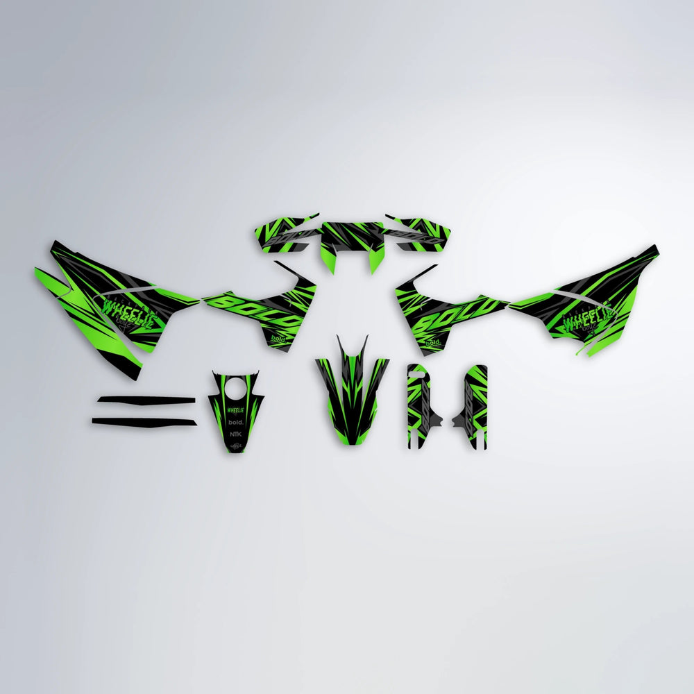 ANXIETY Husqvarna 701 graphics kit parts layout in Green