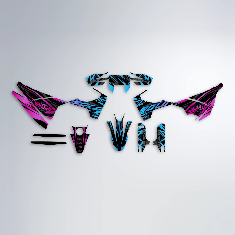 ANXIETY Husqvarna 701 graphics kit parts layout in Pink & Light Blue