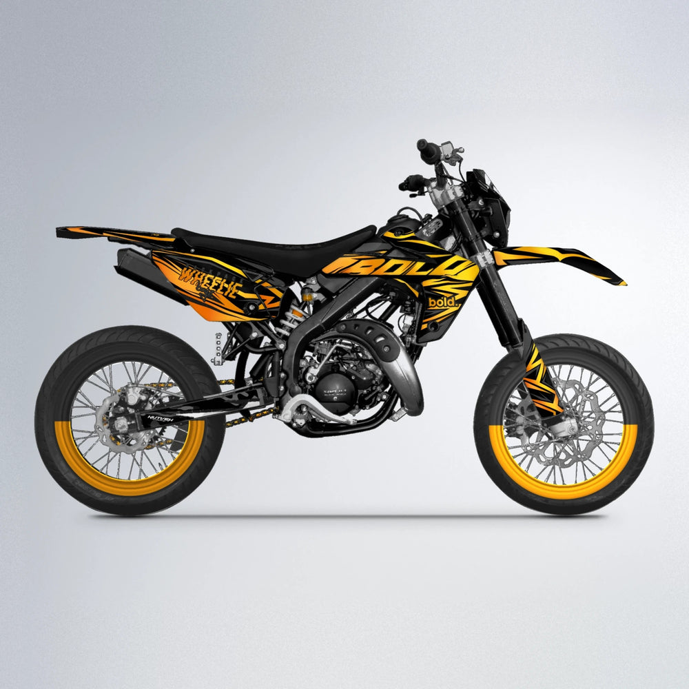 ANXIETY Rieju MRT supermoto graphics kit in Orange & Yellow