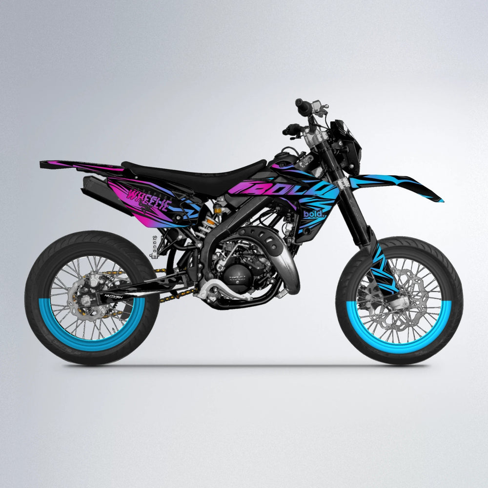 ANXIETY Rieju MRT supermoto graphics kit in Pink & Light Blue