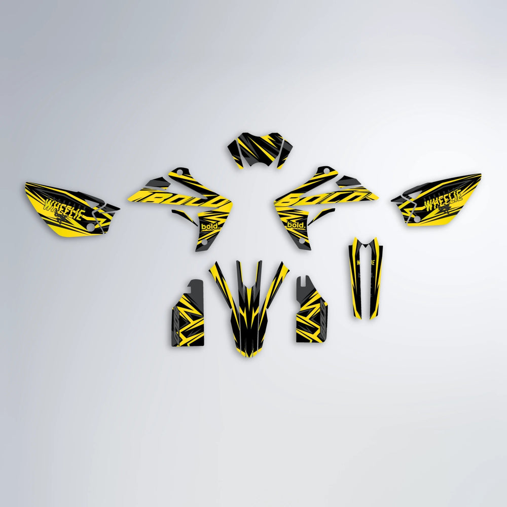 ANXIETY Rieju MRT graphics kit parts layout in Yellow
