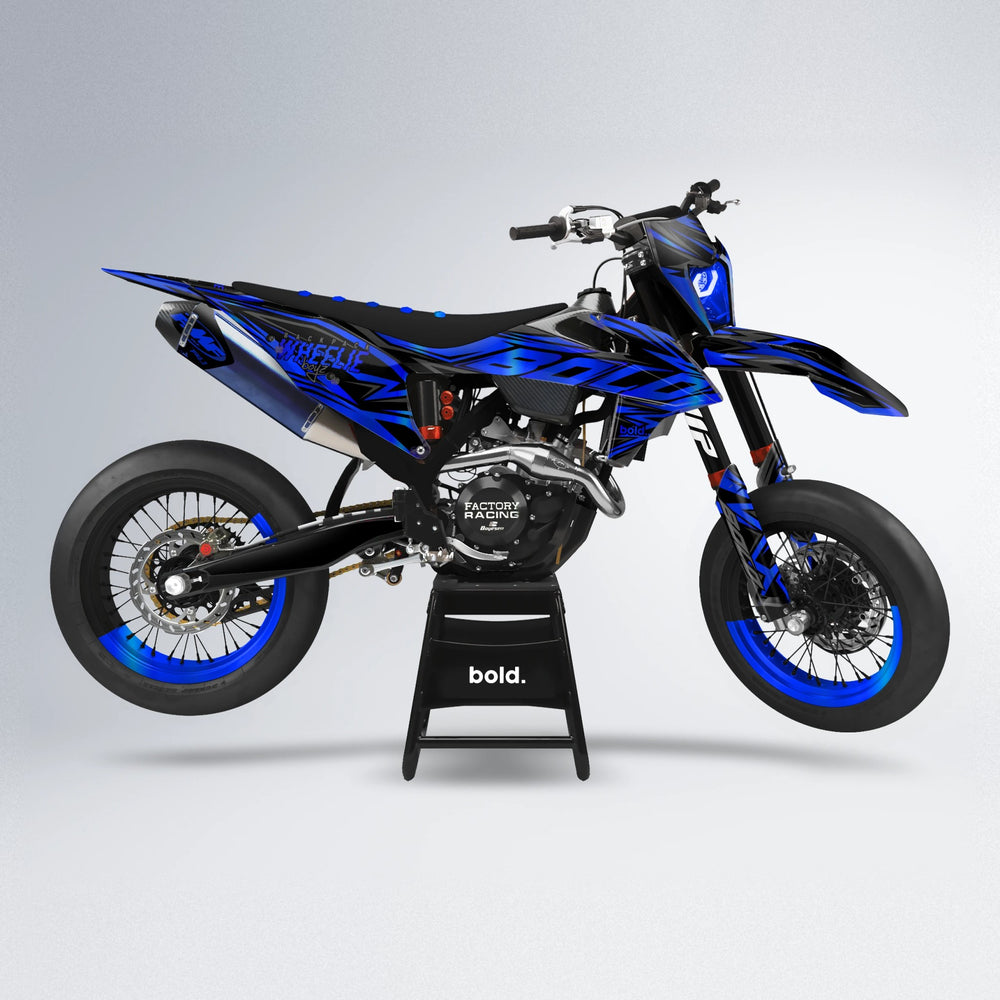 ANXIETY supermoto graphics kit in Blue Chrome