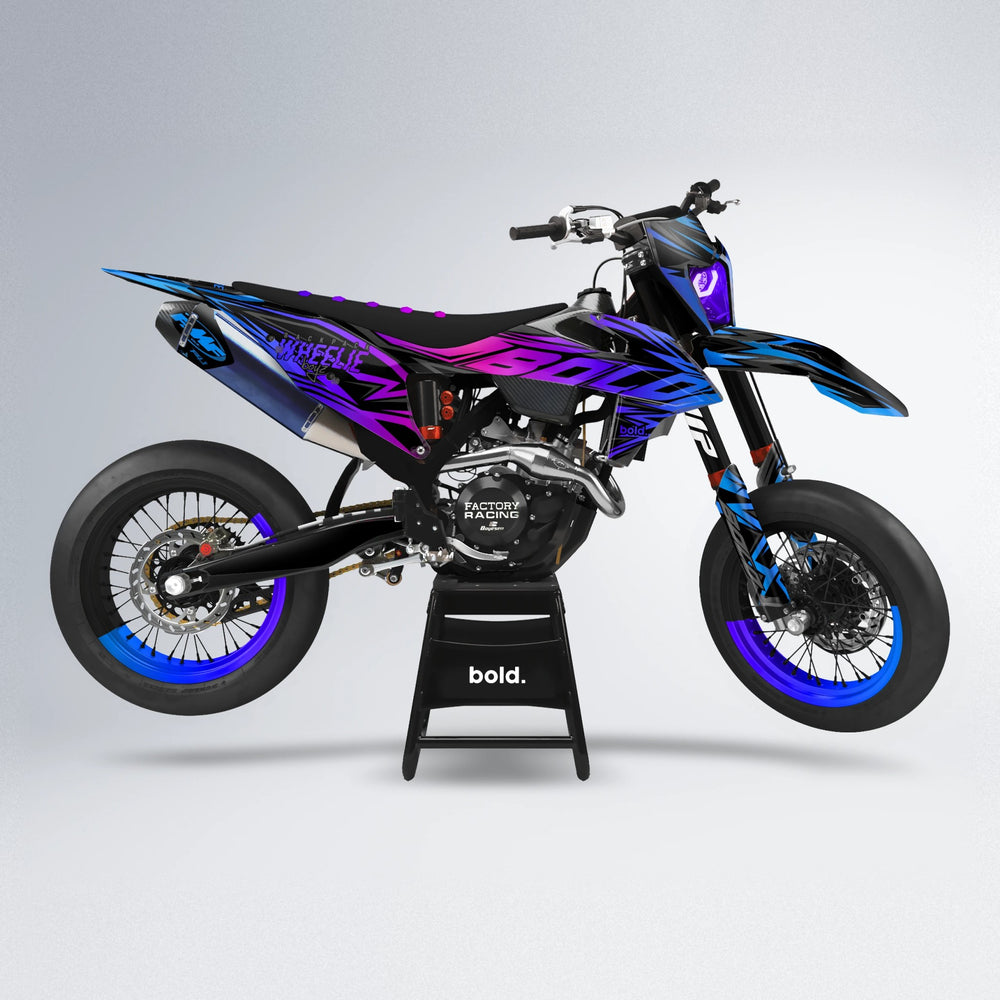 ANXIETY supermoto graphics kit in Blue Purple Fade