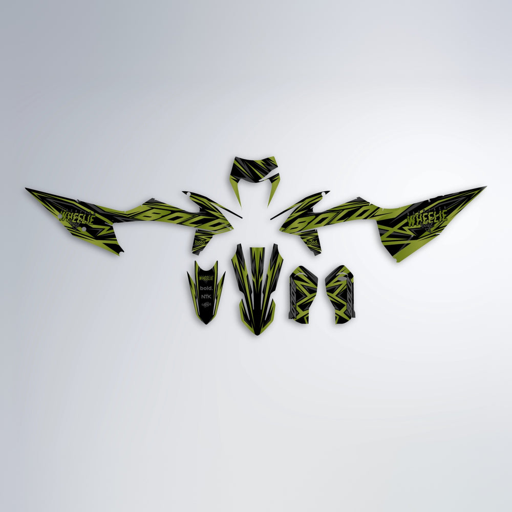 ANXIETY graphics kit parts layout in Olive