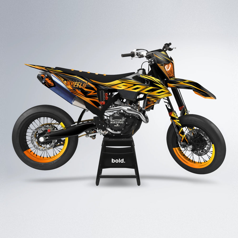 ANXIETY supermoto graphics kit in Orange & Yellow