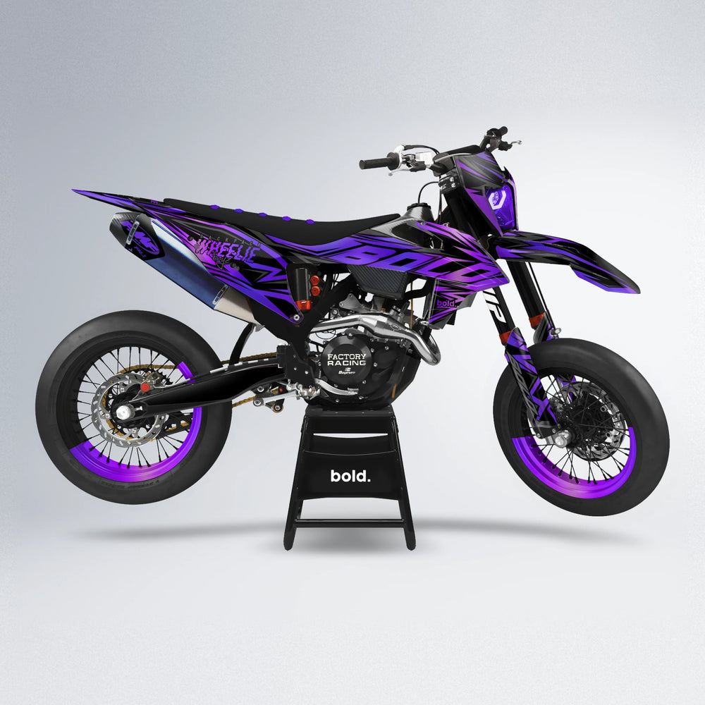 ANXIETY supermoto graphics kit in Purple Chrome