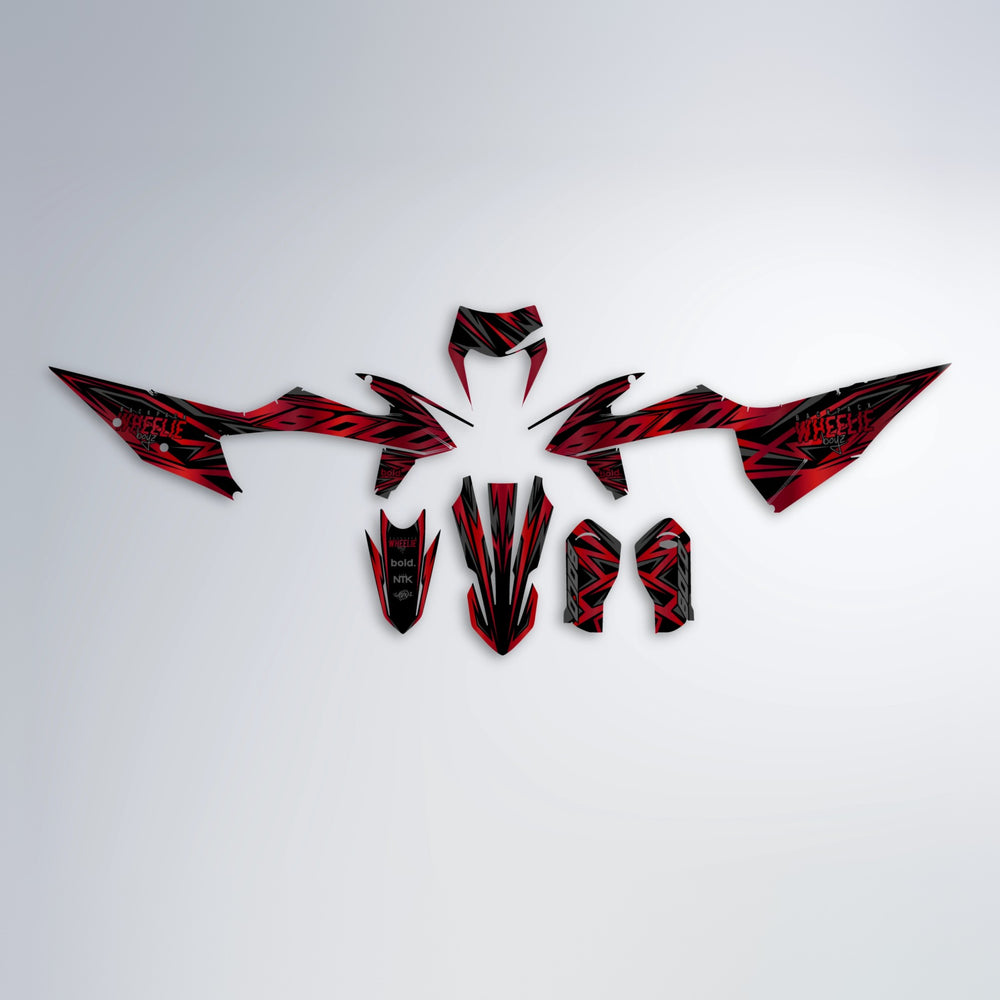ANXIETY graphics kit parts layout in Red Chrome