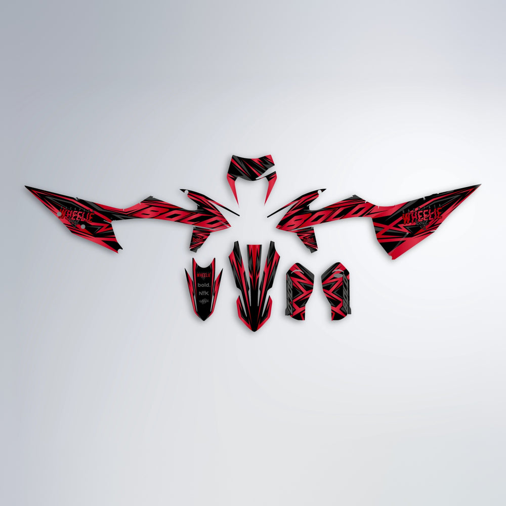 ANXIETY graphics kit parts layout in Red