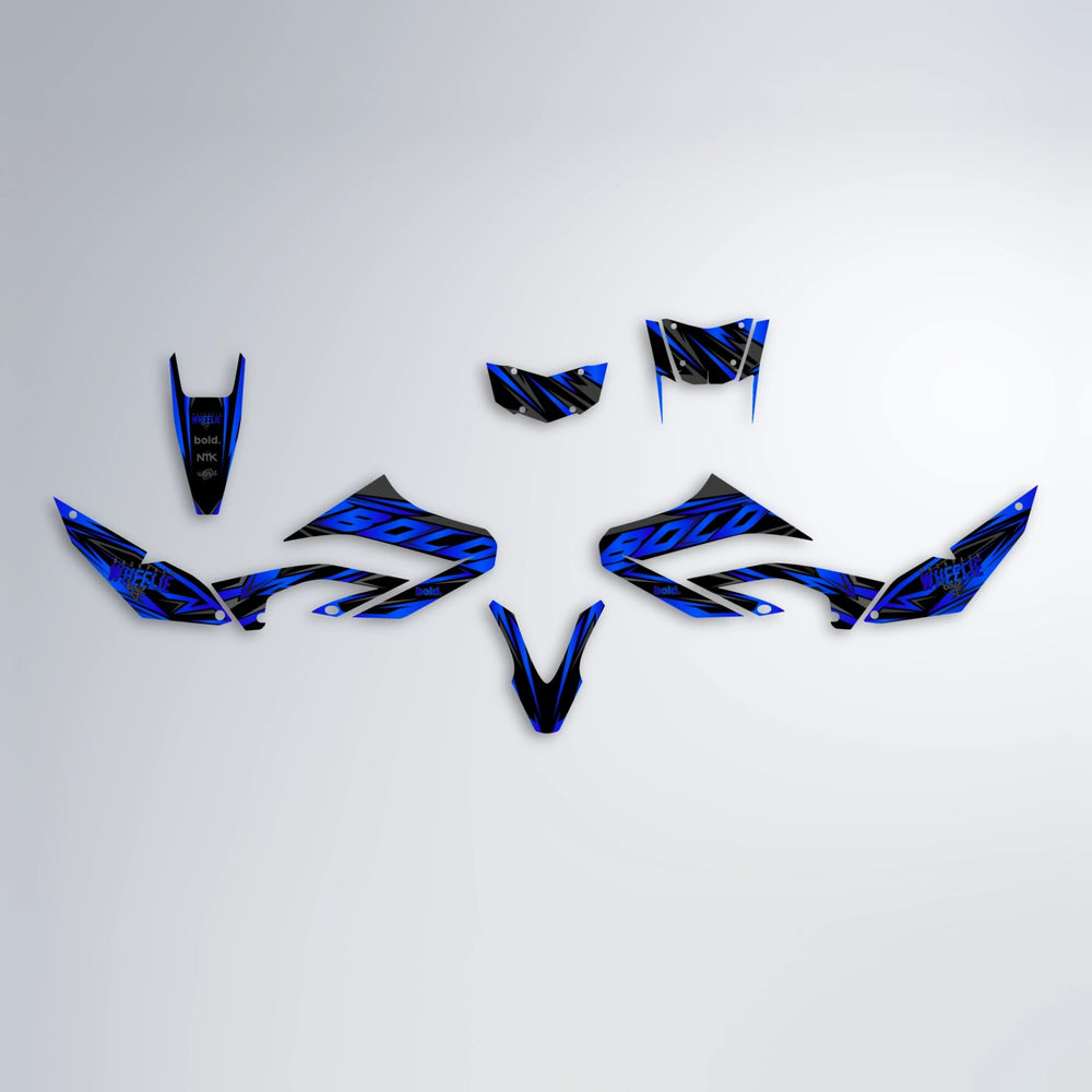 ANXIETY Yamaha WR 125X graphics kit parts layout in Blue