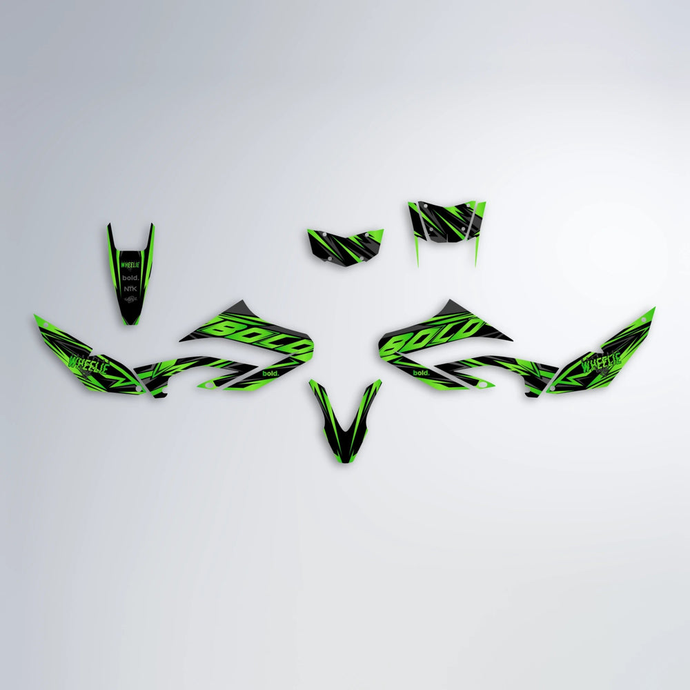 ANXIETY Yamaha WR 125X graphics kit parts layout in Green