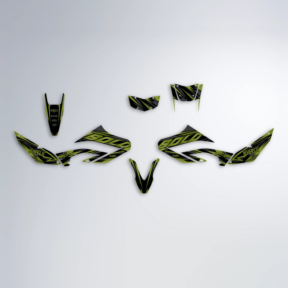 ANXIETY Yamaha WR 125X graphics kit parts layout in Olive