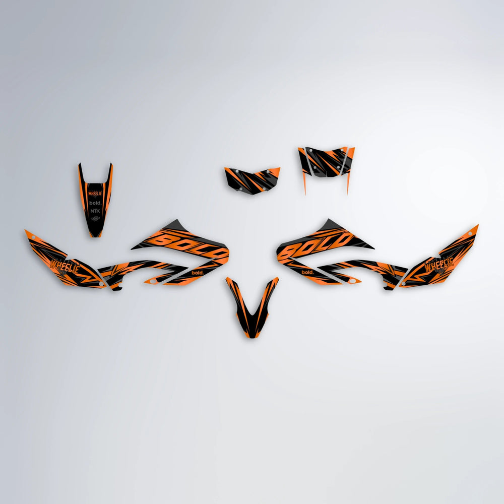ANXIETY Yamaha WR 125X graphics kit parts layout in Orange