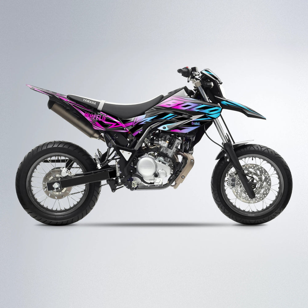 ANXIETY Yamaha WR 125X supermoto graphics kit in Pink & Light Blue