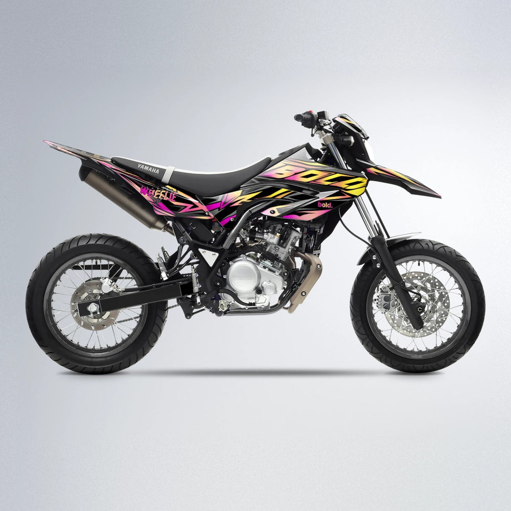 ANXIETY Yamaha WR 125X supermoto graphics kit in Pink & Yellow