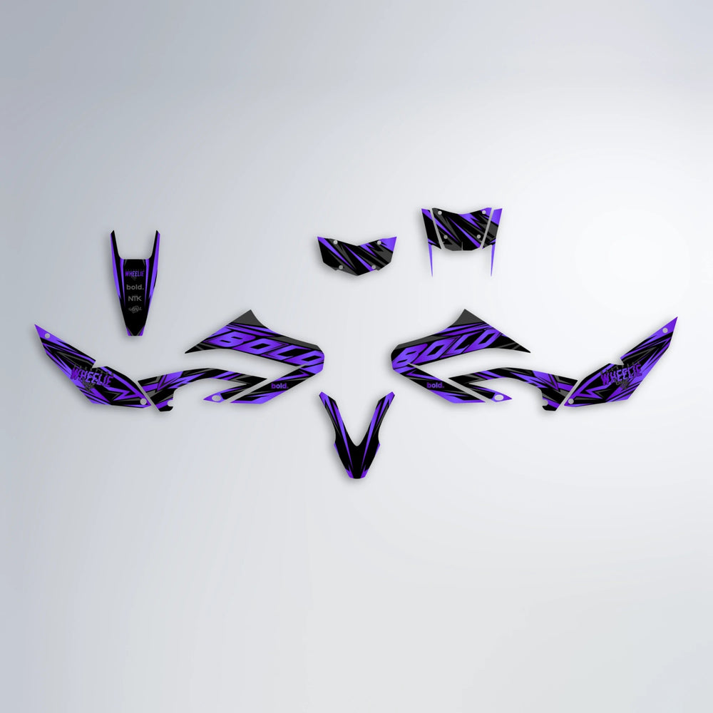ANXIETY Yamaha WR 125X graphics kit parts layout in Purple