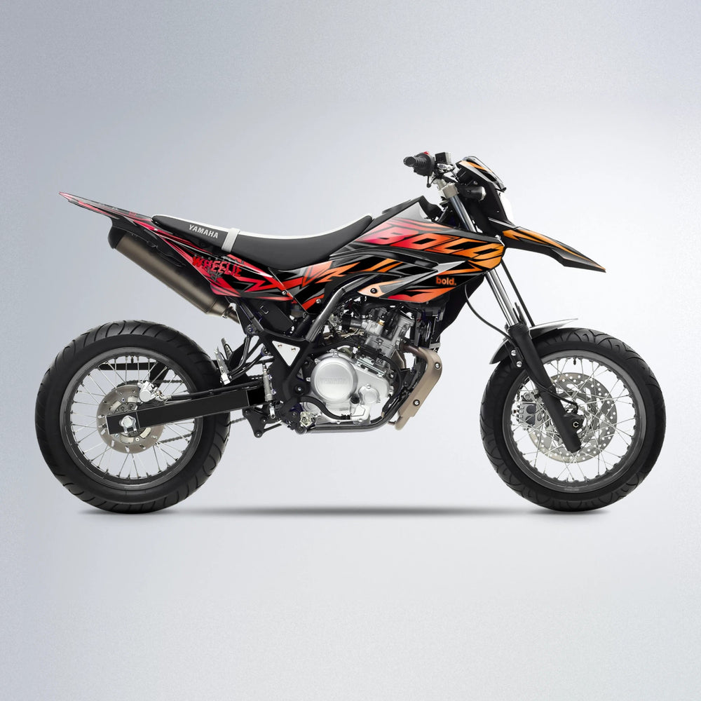 ANXIETY Yamaha WR 125X supermoto graphics kit in Red & Orange