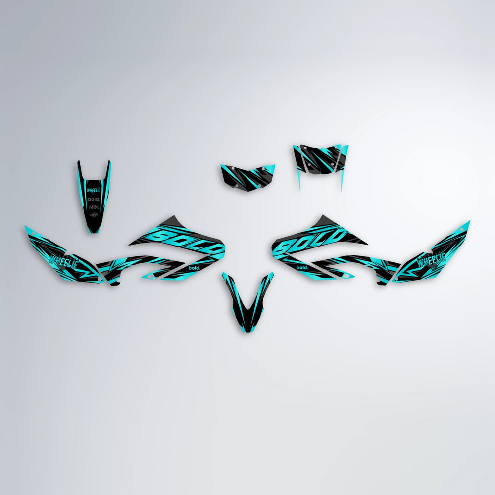 ANXIETY Yamaha WR 125X graphics kit parts layout in Teal