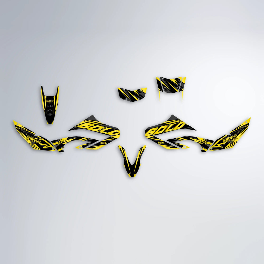 ANXIETY Yamaha WR 125X graphics kit parts layout in Yellow