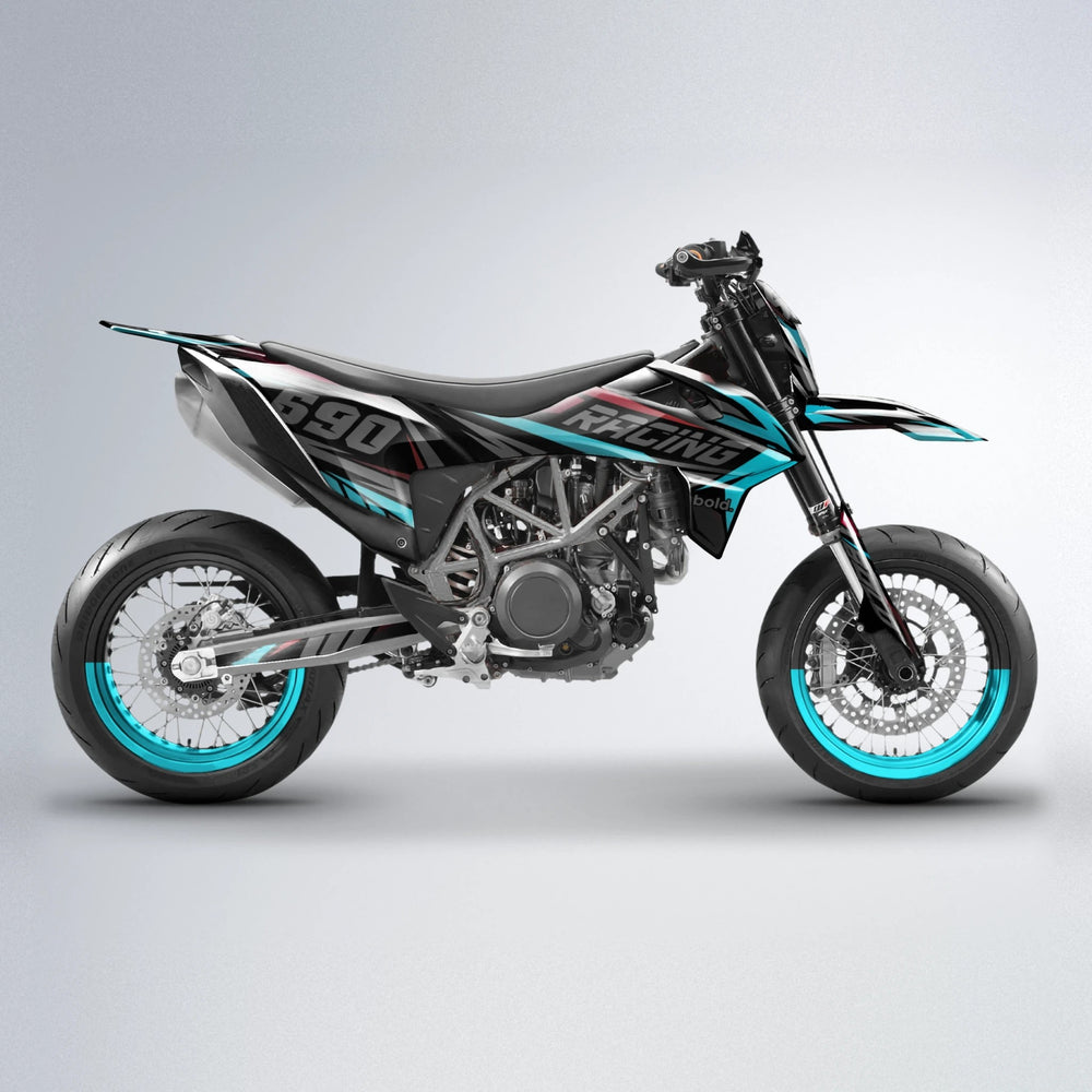 AQUA KTM SMC 690 supermoto graphics kit in Black & Red