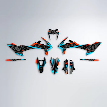 AQUA KTM SMC 690 graphics kit parts layout in Orange