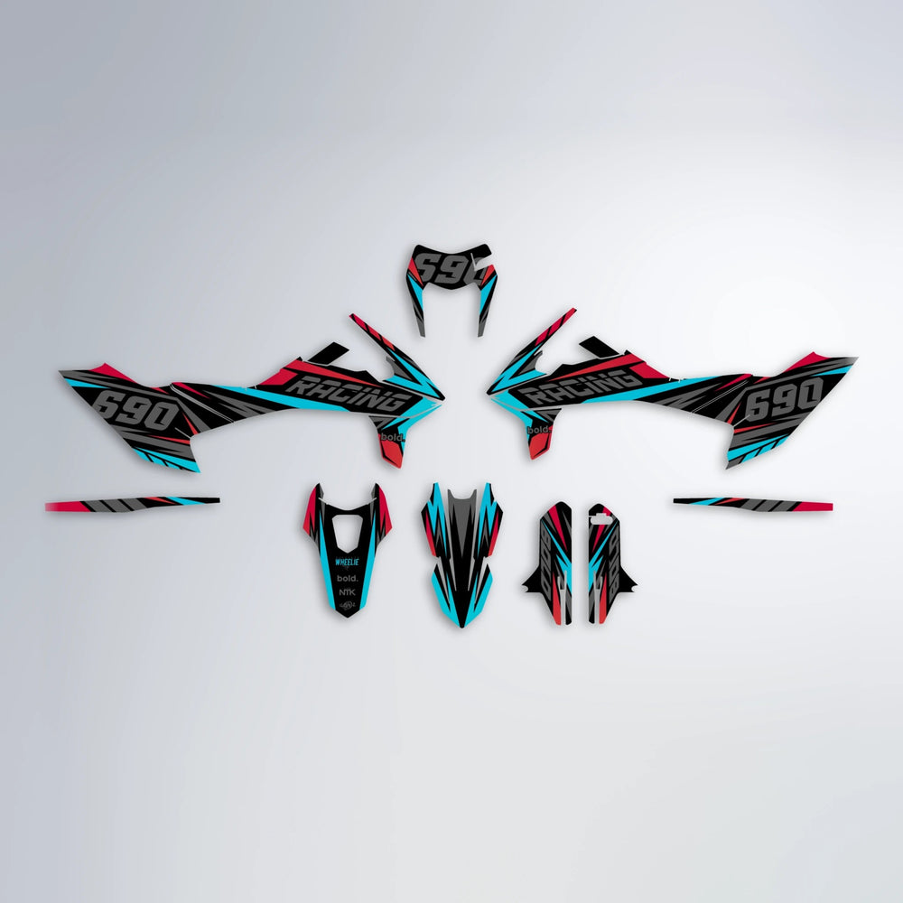 AQUA KTM SMC 690 graphics kit parts layout in Red