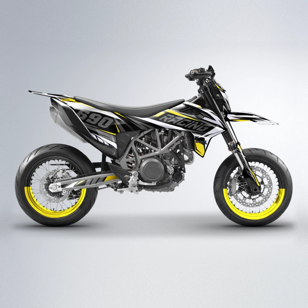 AQUA KTM SMC 690 supermoto graphics kit in Yellow